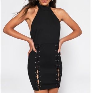 NWOT Tobi lace-up halter neck dress